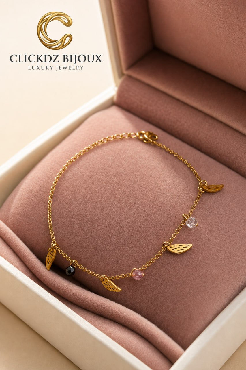 Leaves & Crystals Charm Bracelet